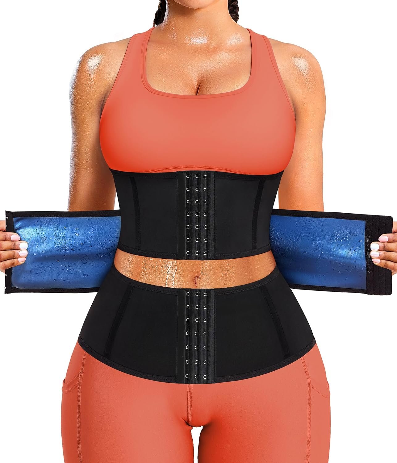 LEINIDINA Waist Trainer for Women Corset Shapewear Segmented Sweat Waist Trimmer for Women Workout Belt