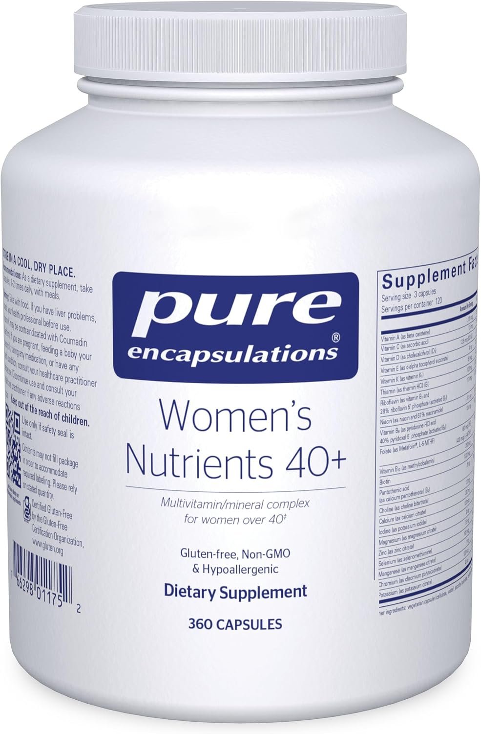 Pure Encapsulations Women’s Nutrients 40+ – Multivitamin for Women Over 40 to Support Urinary Tract Health, Breast Cell Health & Eye Integrity* Vitamin C & E – Gluten-Free & Non-GMO – 360 Capsules | Multivitamin for Women Over 40 to Support Urinary Tract Health, Breast Cell Health and Eye Integrity*, Vitamin C and E