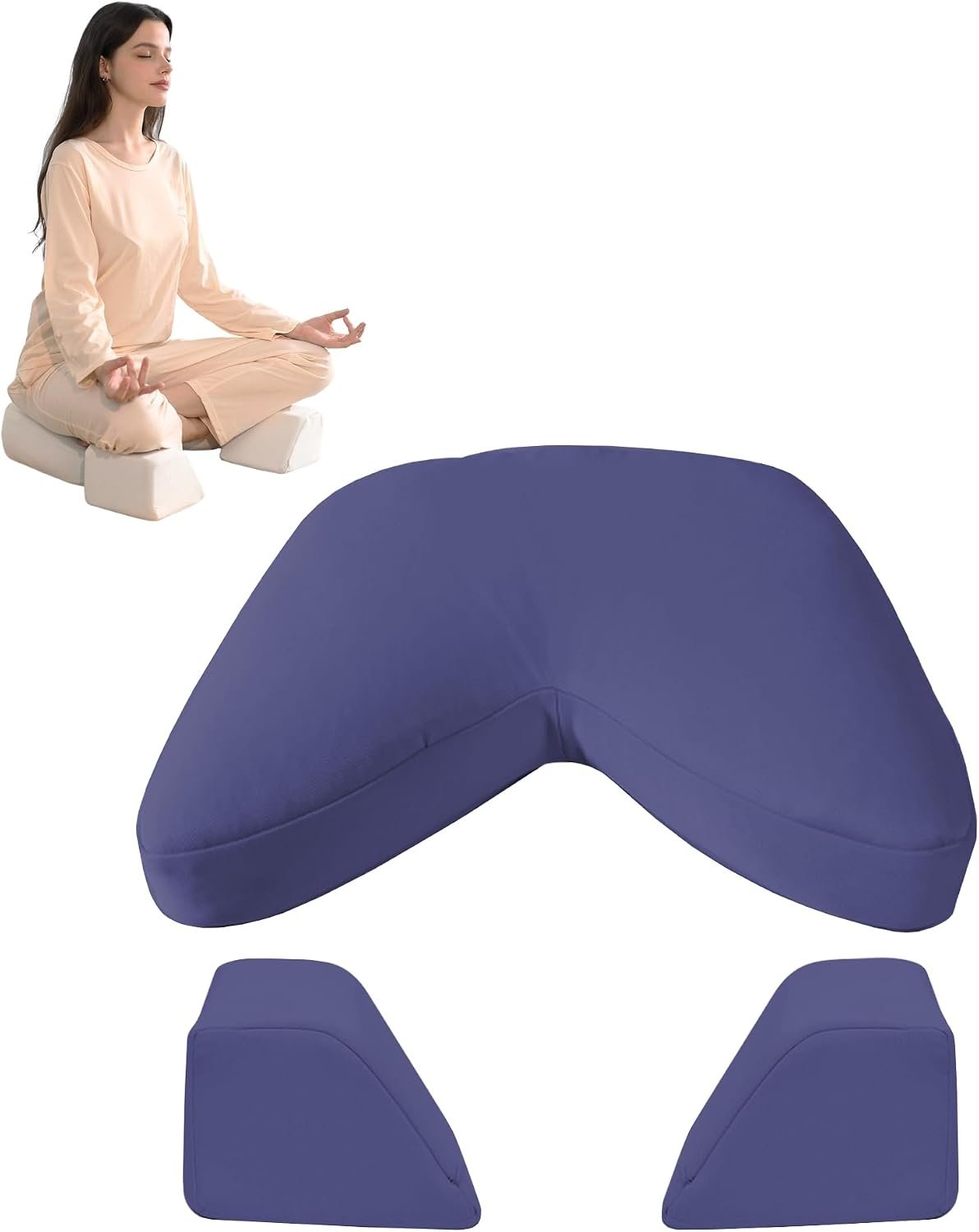 Syrinx Meditation Cushion Set – Zafu Yoga Floor Pillow with Knee Support Pads, Buckwheat Hull Filling, Carry Bag & Zabuton-Style Base