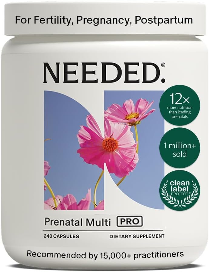 Needed. Prenatal Multi Pro | Multivitamin with Choline Capsules for Prenatal, Pregnancy, Breastfeeding, Postpartum | Expertly-Formulated & Third-Party Tested | 30-Day Supply