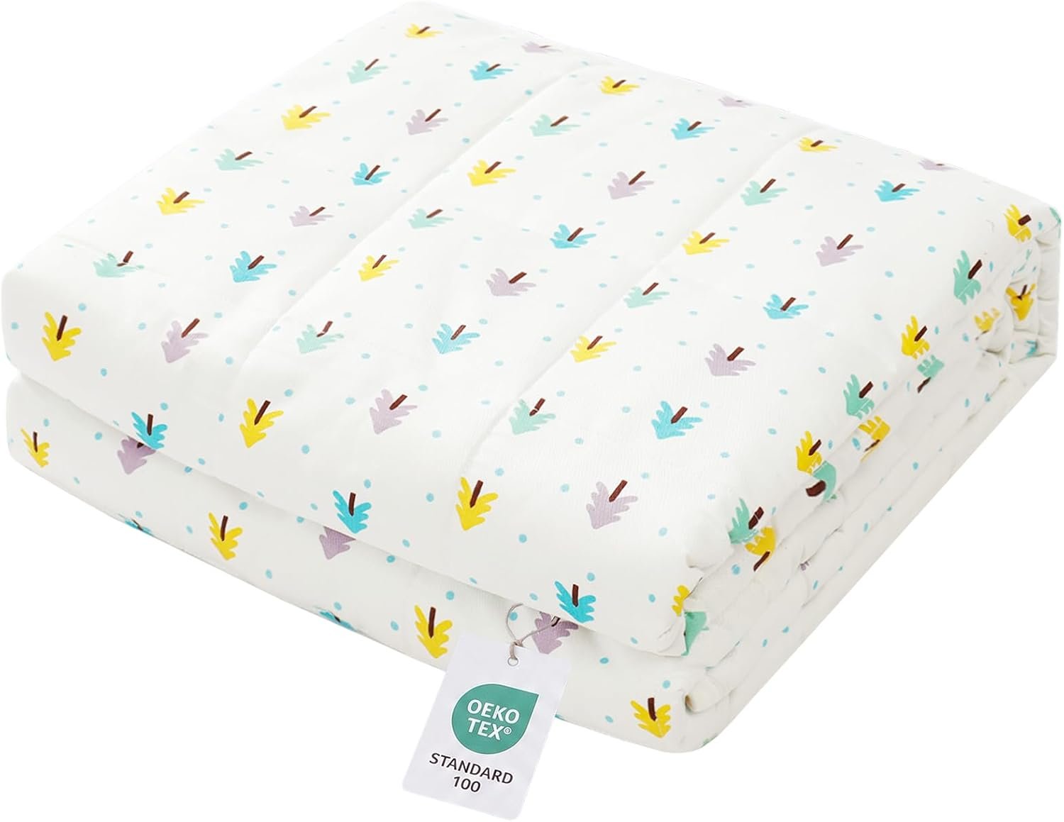 ZonLi Cotton Weighted Blanket (60″x80″, 15lbs, Small Tree Print) | Queen Size High Breathability Heavy Blanket, Soft Material with Premium Glass Beads, All-Season, Easy Care