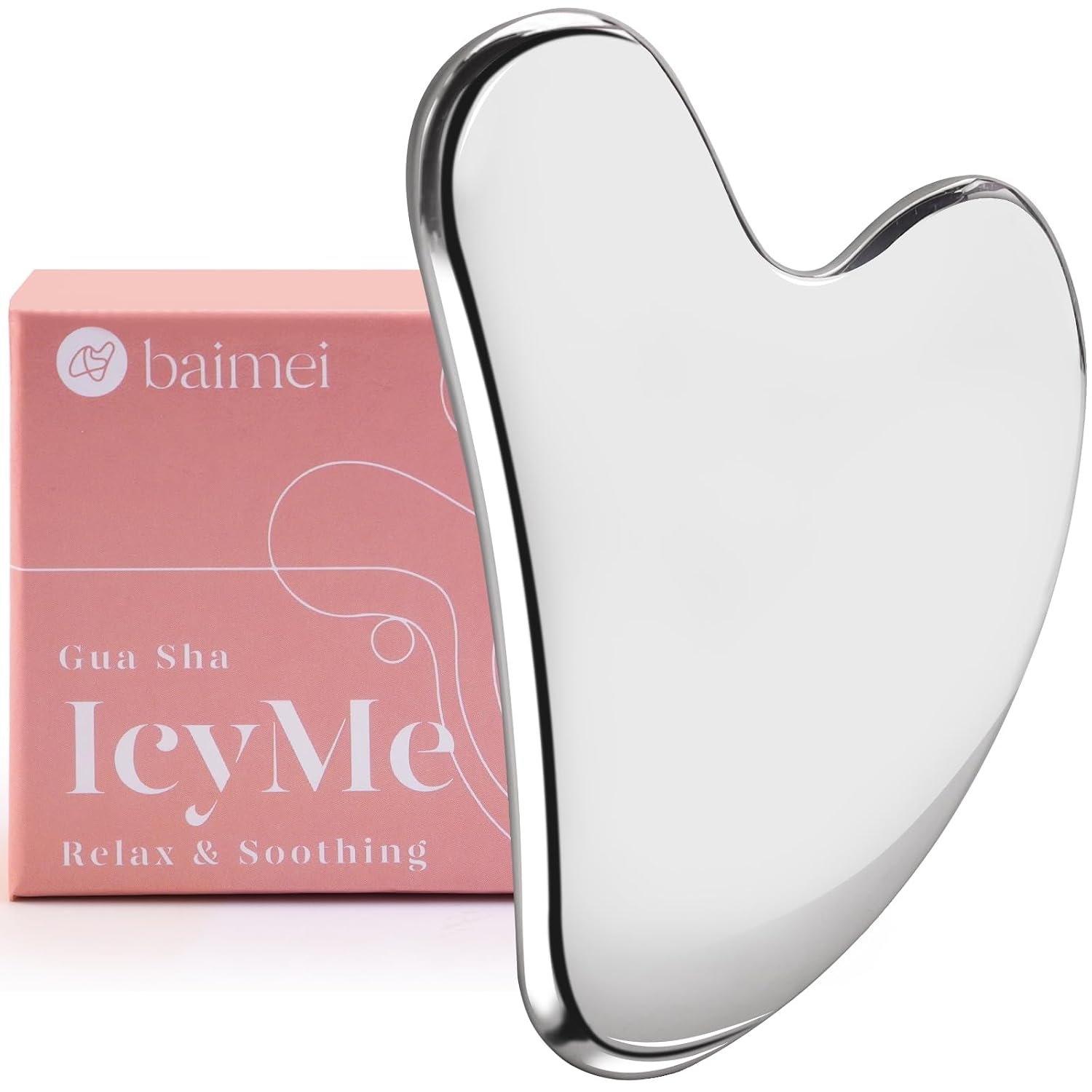BAIMEI IcyMe Stainless Steel Guasha Tool for Face Sculpting Tool | Relax Muscles & Relieve Tension,Gua Sha with Smooth Cool Texture & Ergonomic Design , Skin Care Gifts for Women