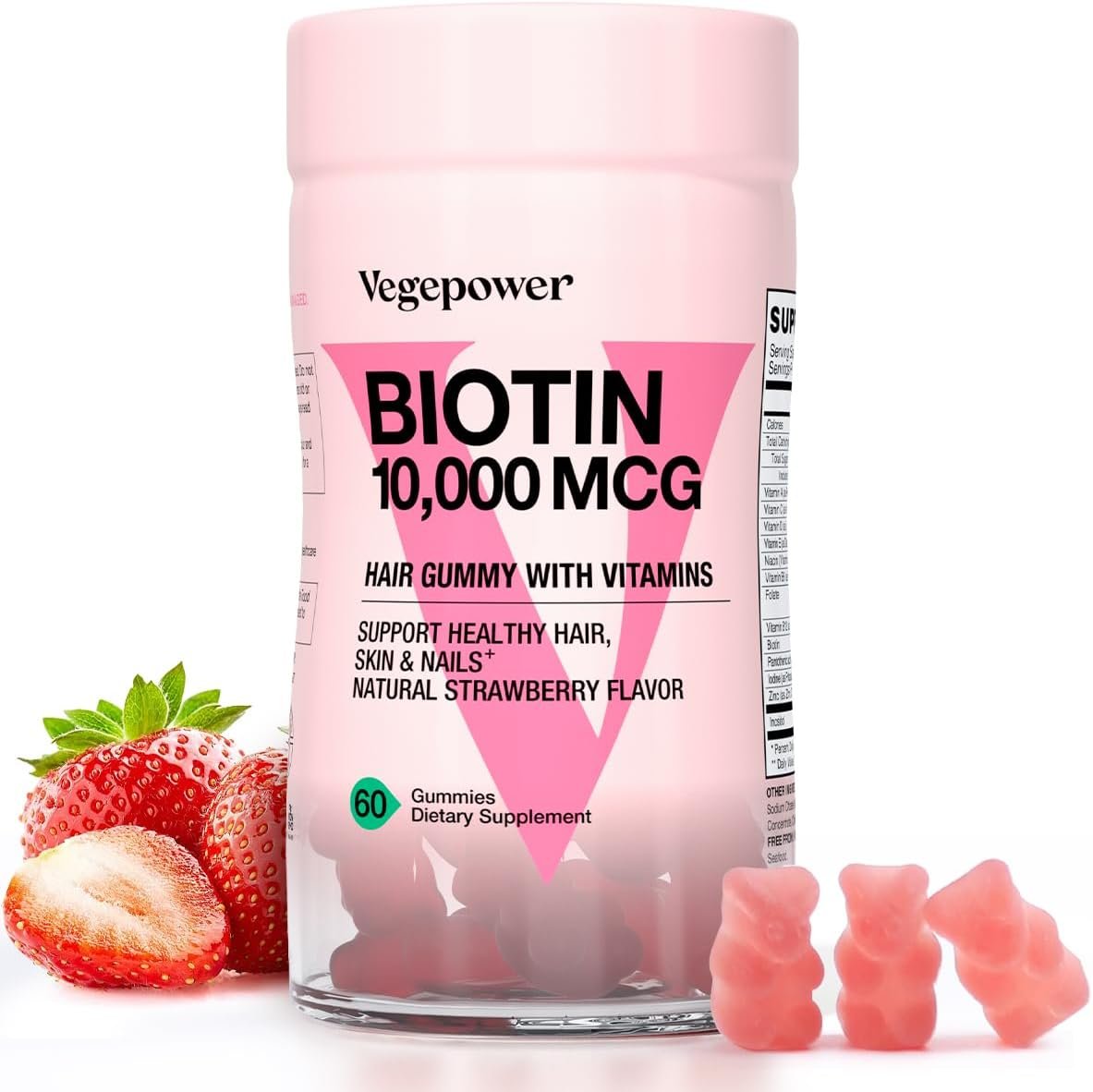 Biotin Gummies for Hair Growth 10000mcg – Vegan Biotin Vitamins Supports Healthy Hair, Skin and Nails, Hair Vitamin Gummy for Women & Men – Non-GMO, Chewable Supplement