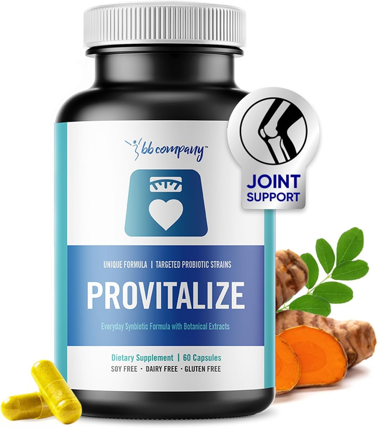 BB Company Provitalize | Probiotics for Women Digestive Health, Menopause, Joint Support | Sexy Midsection Curves, Bloat | Turmeric Curcumin Moringa | Gluten-Free & Shelf-Stable | Ages 40+ | 60 Ct