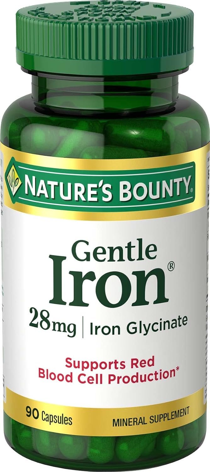 Nature’s Bounty Gentle Iron 28 mg Capsules, 90 Count