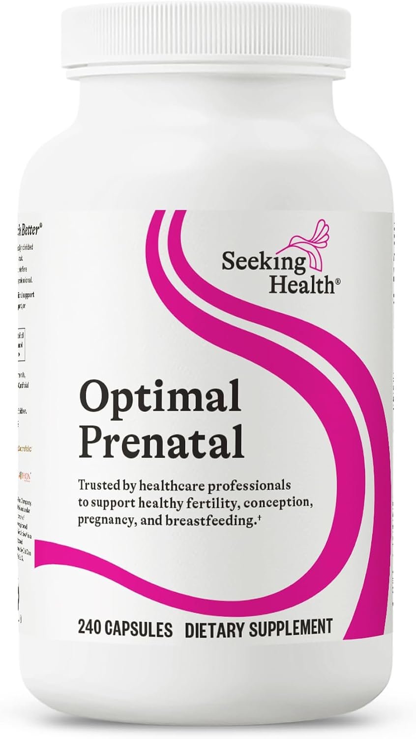 Seeking Health Optimal Prenatal – Supplement with Vitamin B12, L-Methylfolate, & Choline – Vegetarian Supplement to Support Optimal Prenatal Health – 240 Capsules