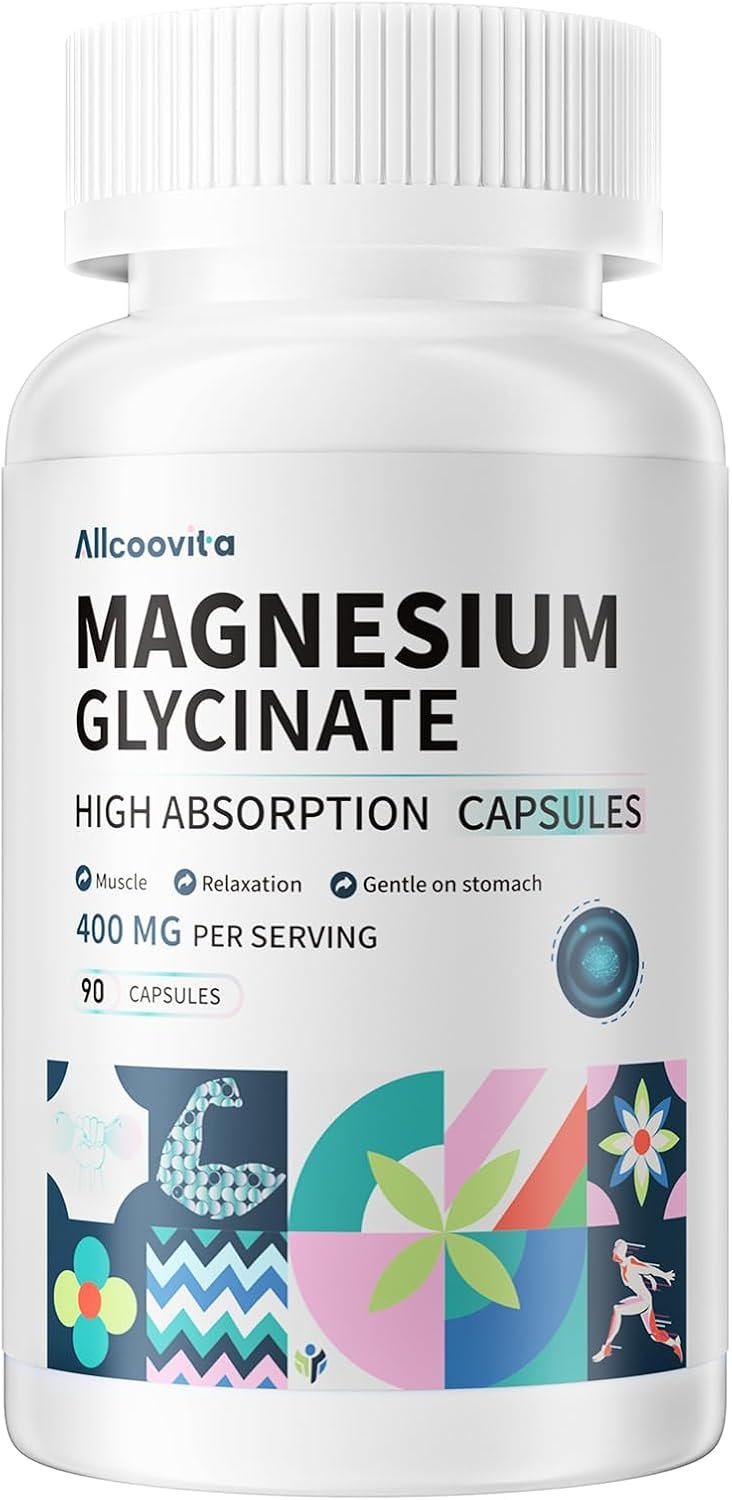 Magnesium Glycinate 400 MG per Serving 100% Chelated for High Absorption, Gentle On Stomach, Non-GMO, 90 Vegetarian Capsules