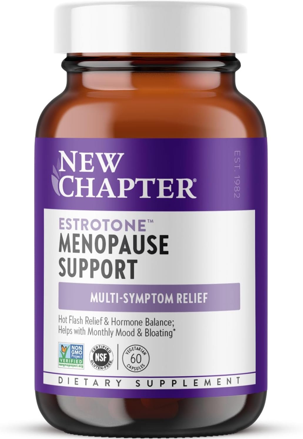 New Chapter Menopause Supplement – Estrotone Herbal Hormone Balance for Women in Perimenopause, with Black Cohosh for Hot Flash Relief & to Reduce Night Sweats + Vitex, No Added Hormones – 60 ct