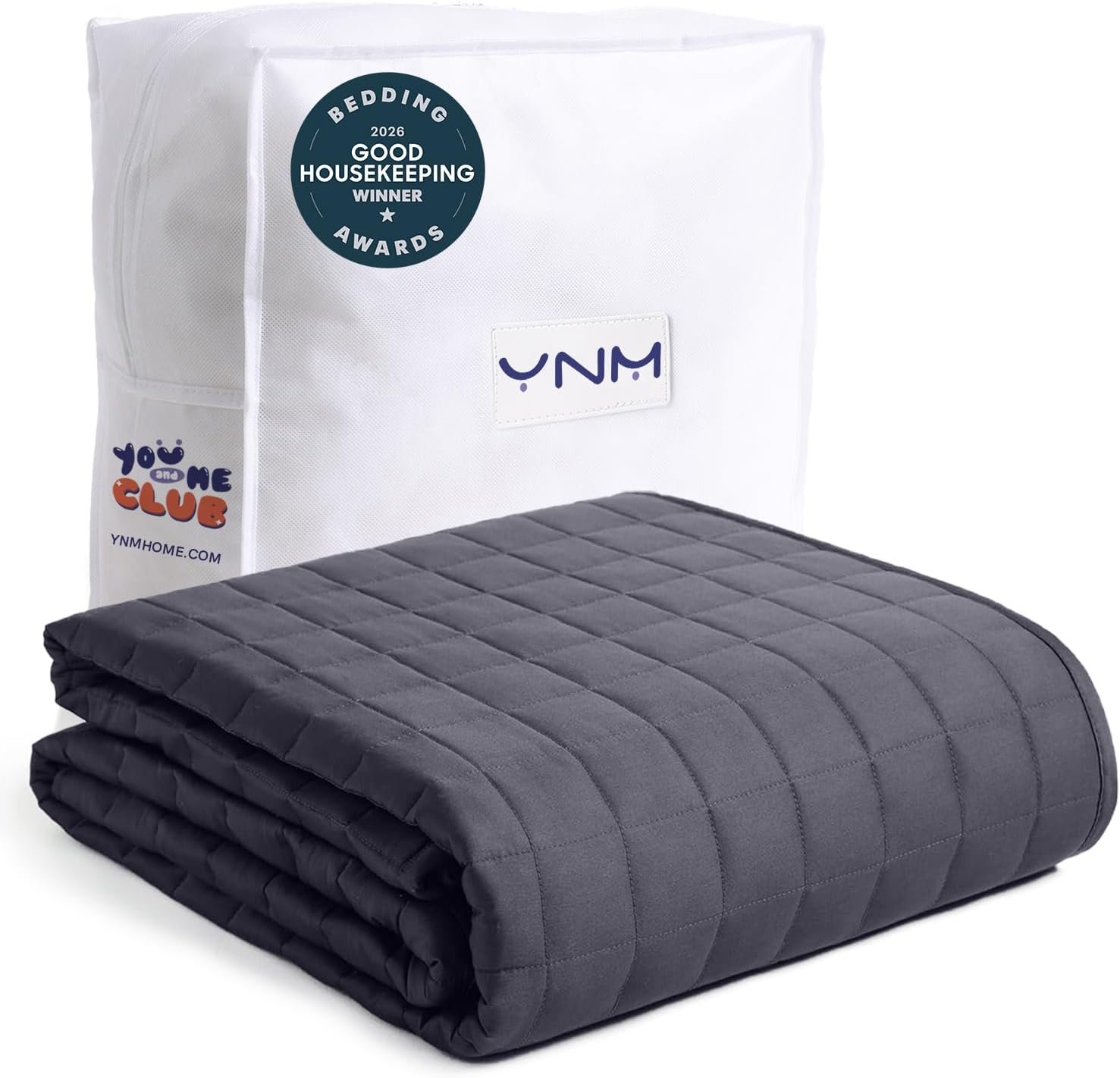 YnM 15lbs Weighted Blanket for Adults, Heavy Bed Throw Blanket with Cooling Glass Beads for All Season Use, Ideal for ~140lbs (48×72 Inches, Twin/Full, Dark Grey)