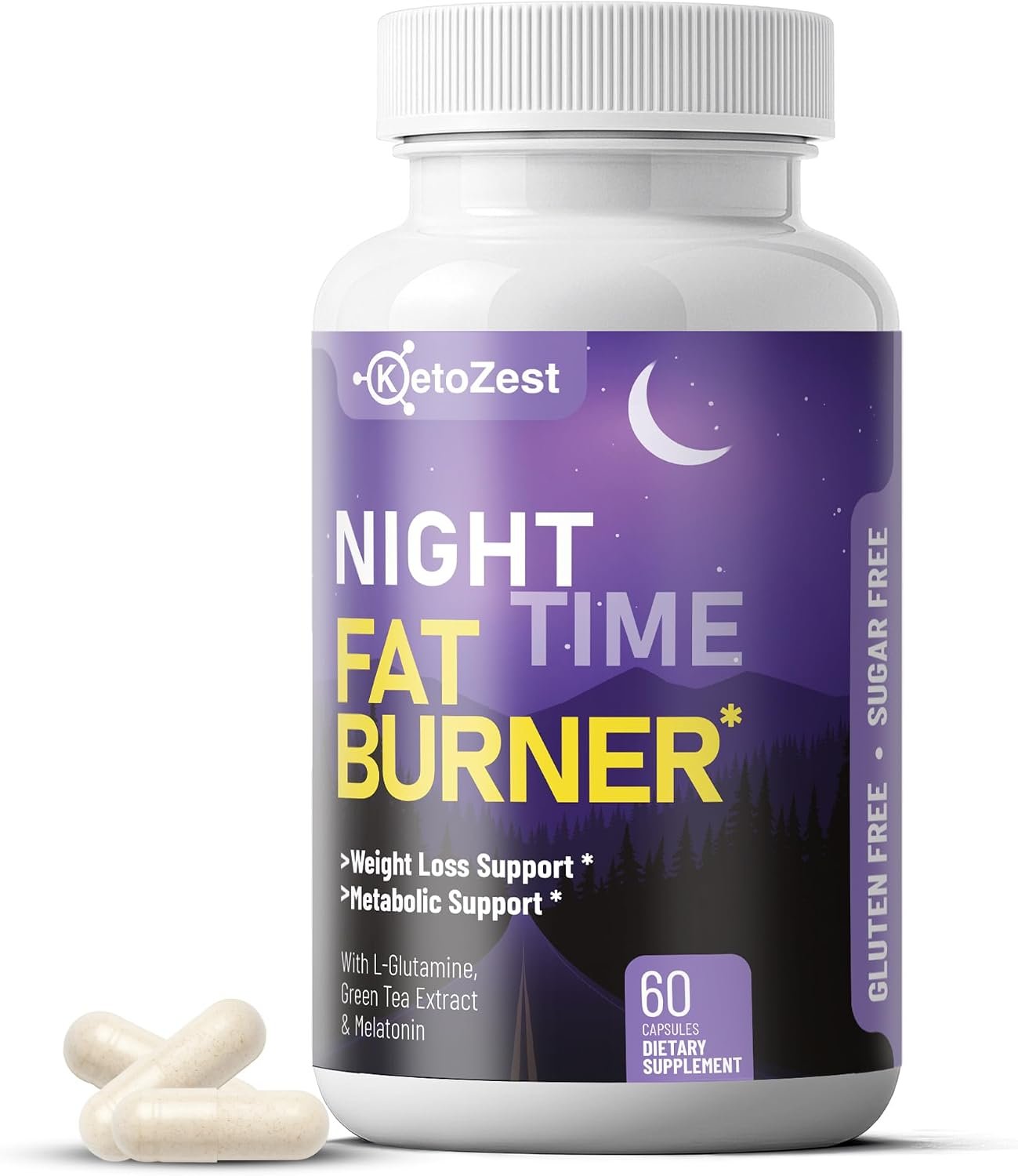 Nighttime Weight Loss Supplement, Fat Burner & Appetite Support | Metabolism Support, Melatonin, Green Tea Extract, L-Carnitine, L-Arginine & L-Ornithine, Sugar-Free, Stimulant-Free, Non-GMO