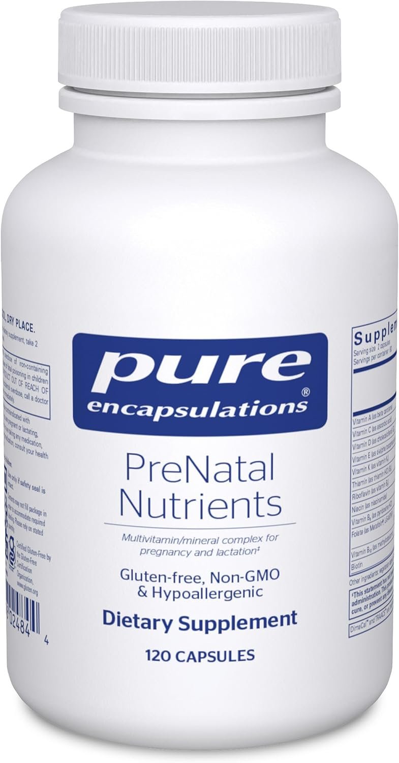 Pure Encapsulations PreNatal Nutrients – for Pregnancy & Lactation – Aids Energy & DNA Development* – with Folate, Choline & Iron – Gluten Free & Non-GMO – 120 Capsules | For Pregnancy and Lactation, Aids Energy and DNA Development*, with Folate, Choline and Iron, Gluten-Free and Non-GMO