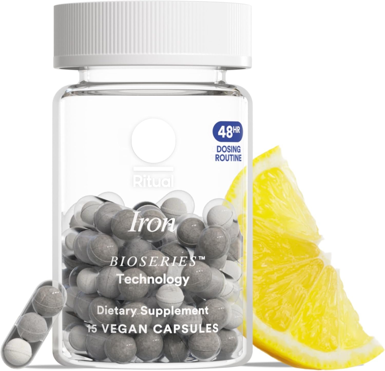 Ritual Iron Bisglycinate Supplement 60mg – 48-Hour Dosing – 15 Capsules | Gentle Support for Women with Low Iron Levels – Blood Boosting