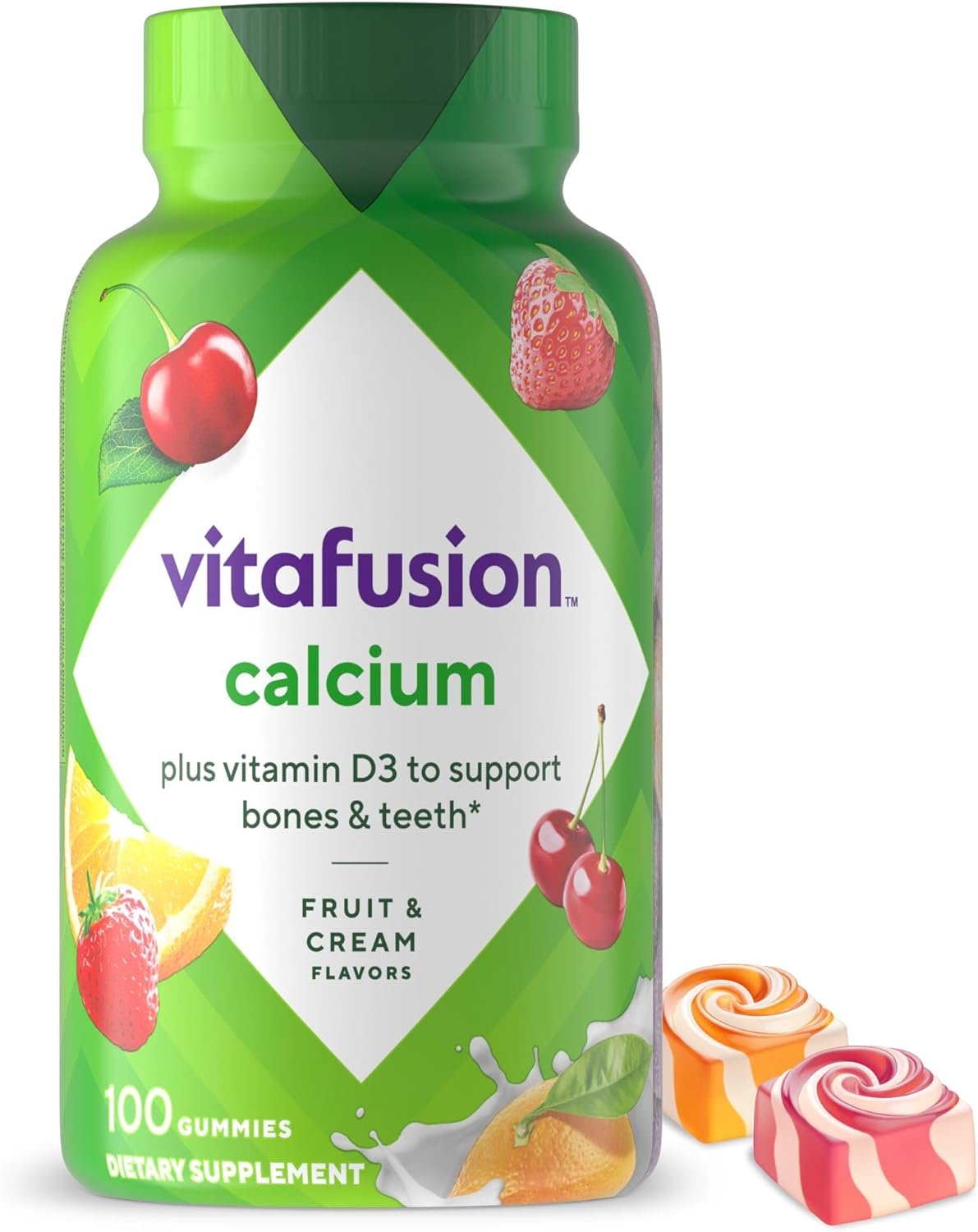 Calcium Gummies | 500 mg | 100 Adult Gummy Vitamins for Women and Men