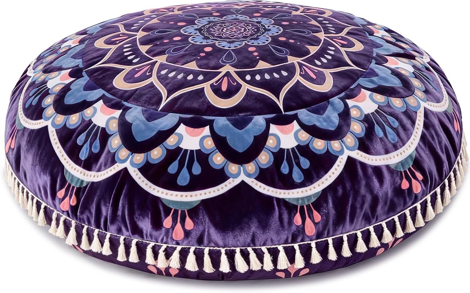 Hihealer Meditation Cushion, Large Velvet Floor Pillow for Yoga, Meditation & Mindfulness, Supportive Memory Foam Bolster (Purple)