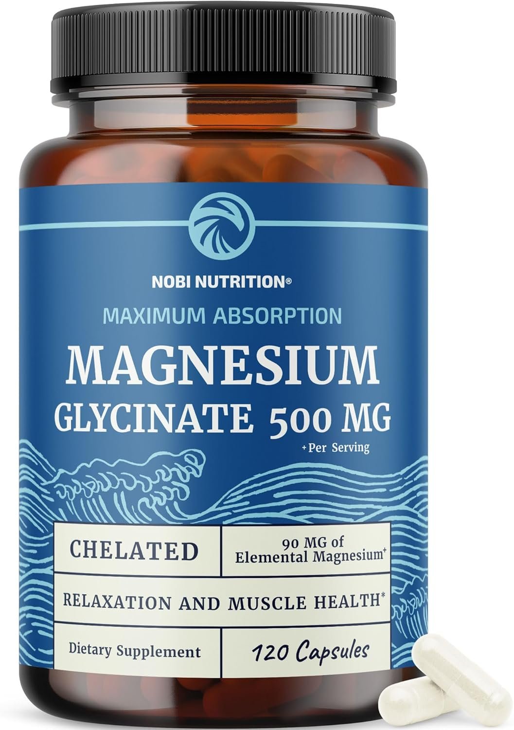 Magnesium Glycinate 500mg, High Absorption, Sleep & Relaxation Support | Bone Heart Health & Muscle Support for Women and Men, Chelated Mag Glycinate, Magnesium Supplement, Non-GMO, 120 Capsules
