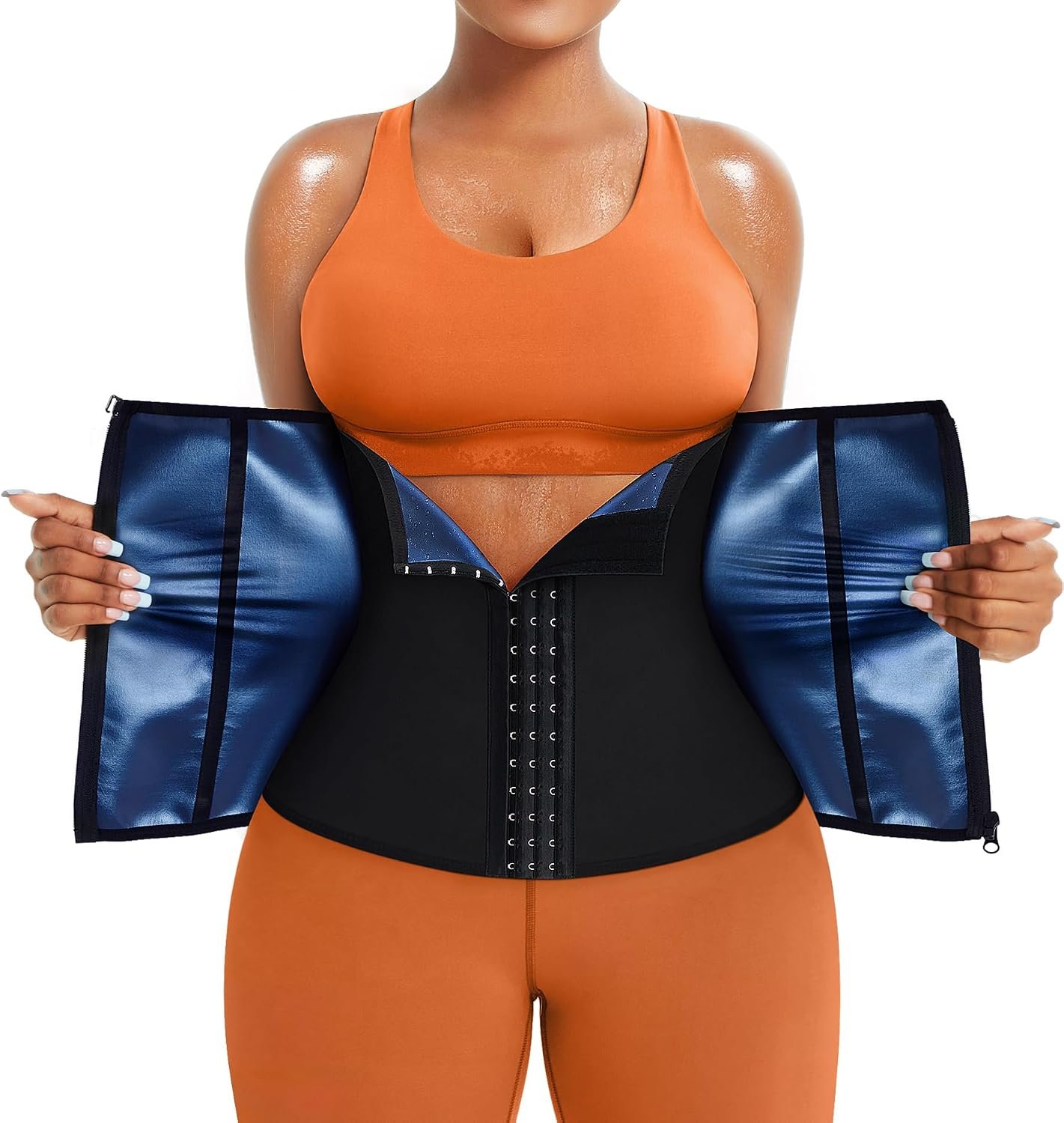 TrainingGirl Waist Trainer for Women Working Out Trimmer Sweat Belly Band | Corset Shapewear with Zipper, Workout Fitness Exercise Belt, Tummy Control, Waist Reduction, Back Support, Stomach Belly Wrap