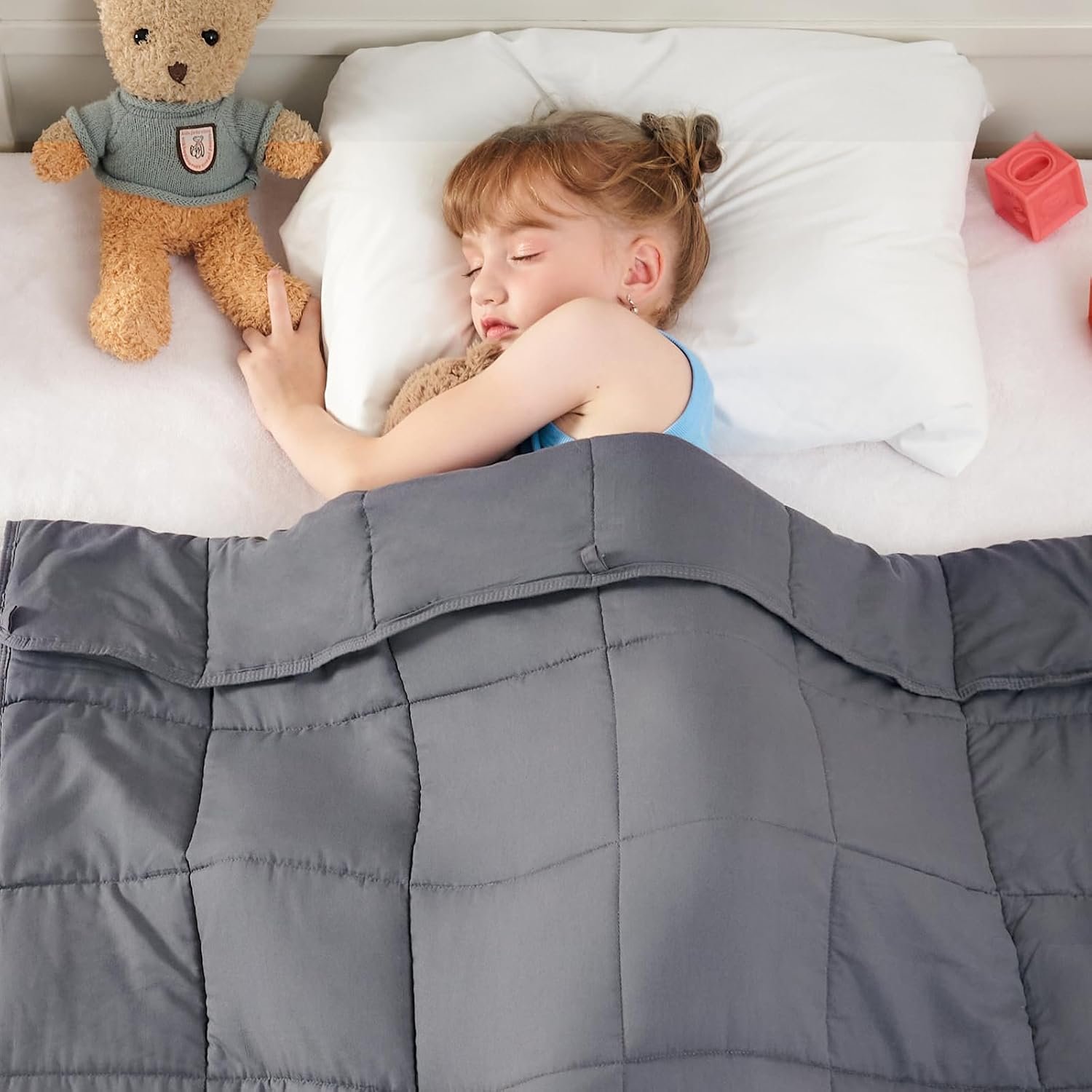 yescool Weighted Blanket 5 Pounds Cooling Weighted Lap Blanket, Grey Heavy Blanket for Sleeping, Weighted Throw Blanket Gifts for 40-60lbs, 36″x48″