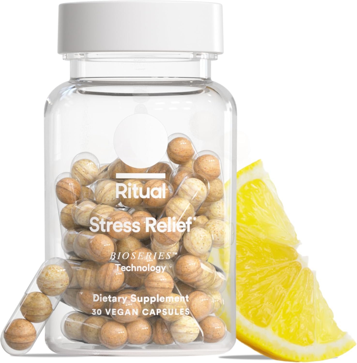Ritual Stress Relief Supplement – Ashwagandha – 30 Capsules – 30 Servings | Ashwagandha, L-Theanine, & Saffron – Helps Reduce Stress, Manage Cortisol, Promotes Calm* – All Day Support* – Vegan – Citrus