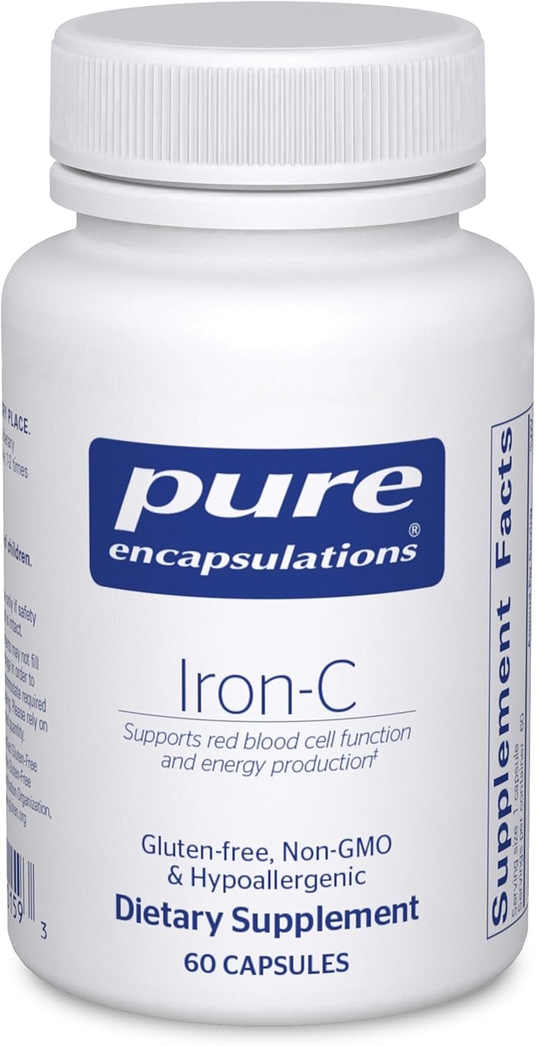 Pure Encapsulations Iron-C – 15 mg – 175 mg Vitamin C – Red Blood Cell Support* – Energy Production – Highly Bioavailable Iron Pill – for Women & Men – Gluten Free & Vegan – 60 Capsules | 15 mg – 175 mg Vitamin C, Red Blood Cell Support*, Energy Production, Highly Bioavailable Iron Pill, for Women and Men