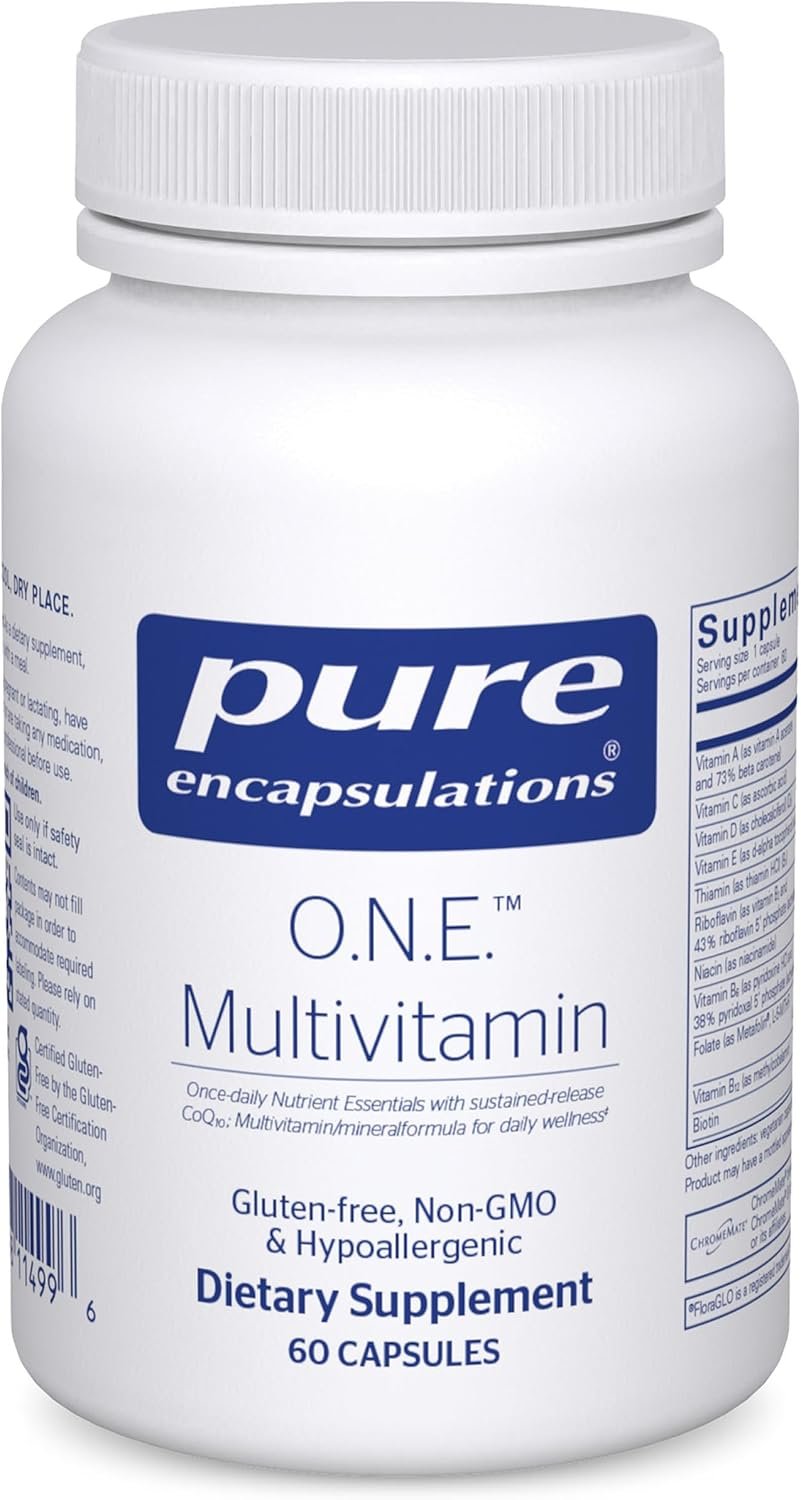 Pure Encapsulations O.N.E. Multivitamin, 60 Capsules | Once Daily Multivitamin with Antioxidant Complex Metafolin, CoQ10, and Lutein to Support Vision, Cognitive Function