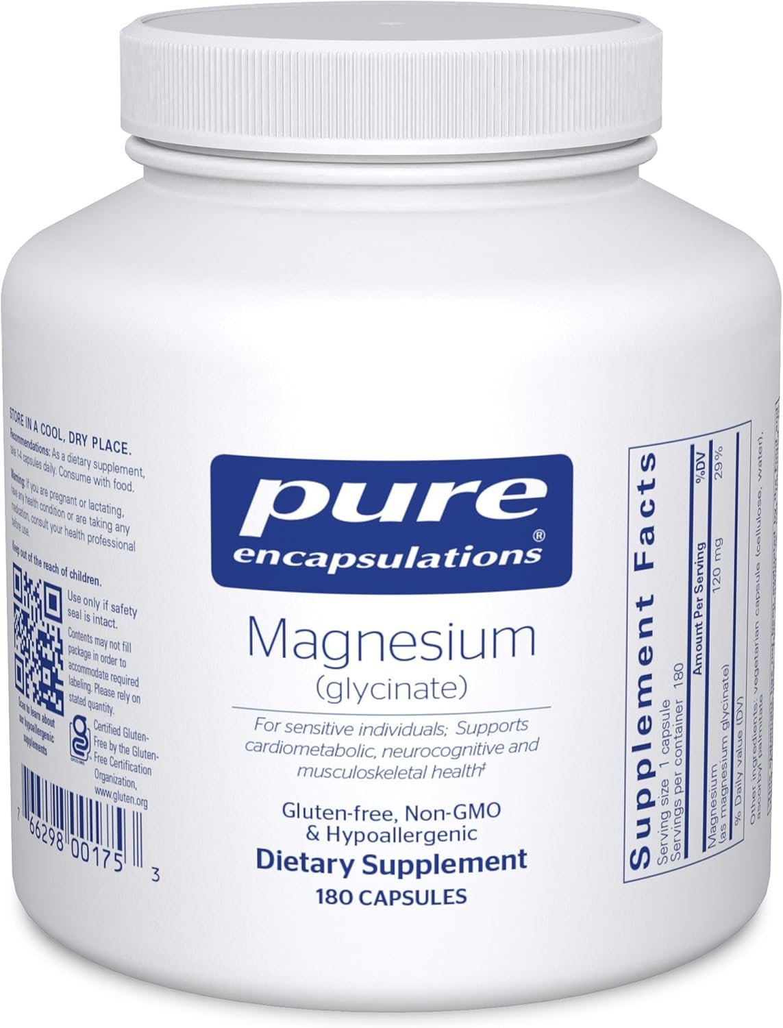 Pure Encapsulations Magnesium (Glycinate), 180 Capsules | Supplement to Support Stress Relief, Sleep, Heart Health, Nerves, Muscles, and Metabolism*, with Magnesium Glycinate