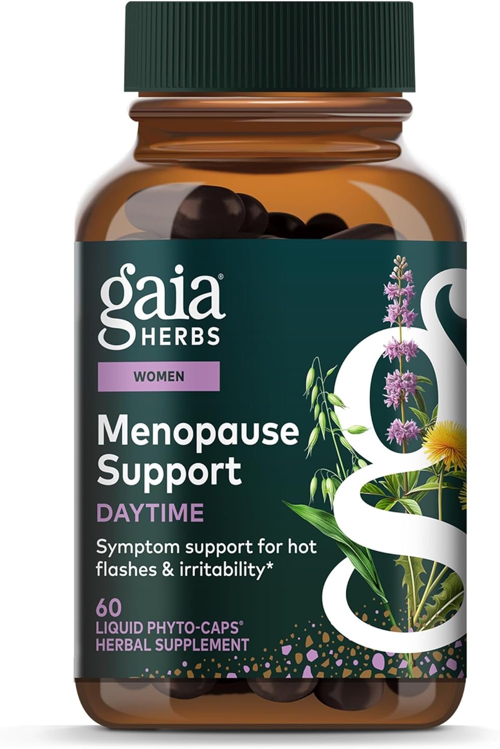 Gaia Herbs Menopause Support Daytime – Helps Support Hormone Balance & Well-Being for Women* – with Vitex, Black Cohosh, St. John’s Wort & Oats – 60 Vegan Liquid Phyto-Caps (60 Servings)