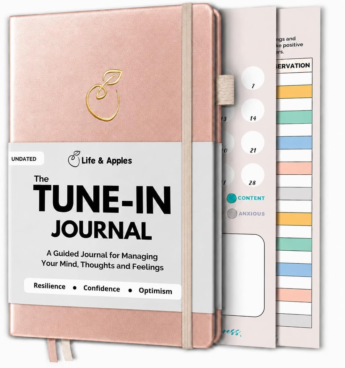 Life & Apples Daily Journal for Women, Guided with Prompts, Rose Gold | Guided journal with prompts, CBT therapy & self-care journaling notebook for mental health, anxiety relief and reflection