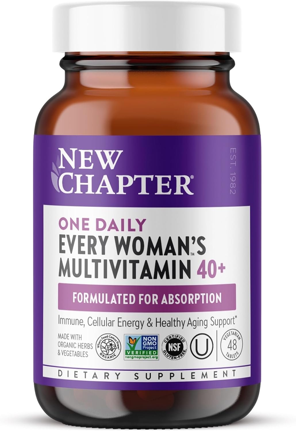 New Chapter Every Woman’s One Daily 40+ – Multivitamin for Women – Supports Immune, Bone, Hormone & Cellular Energy Health* – Non-GMO, Gluten Free, Dairy Free, Vegetarian & Kosher – 48 Tablets