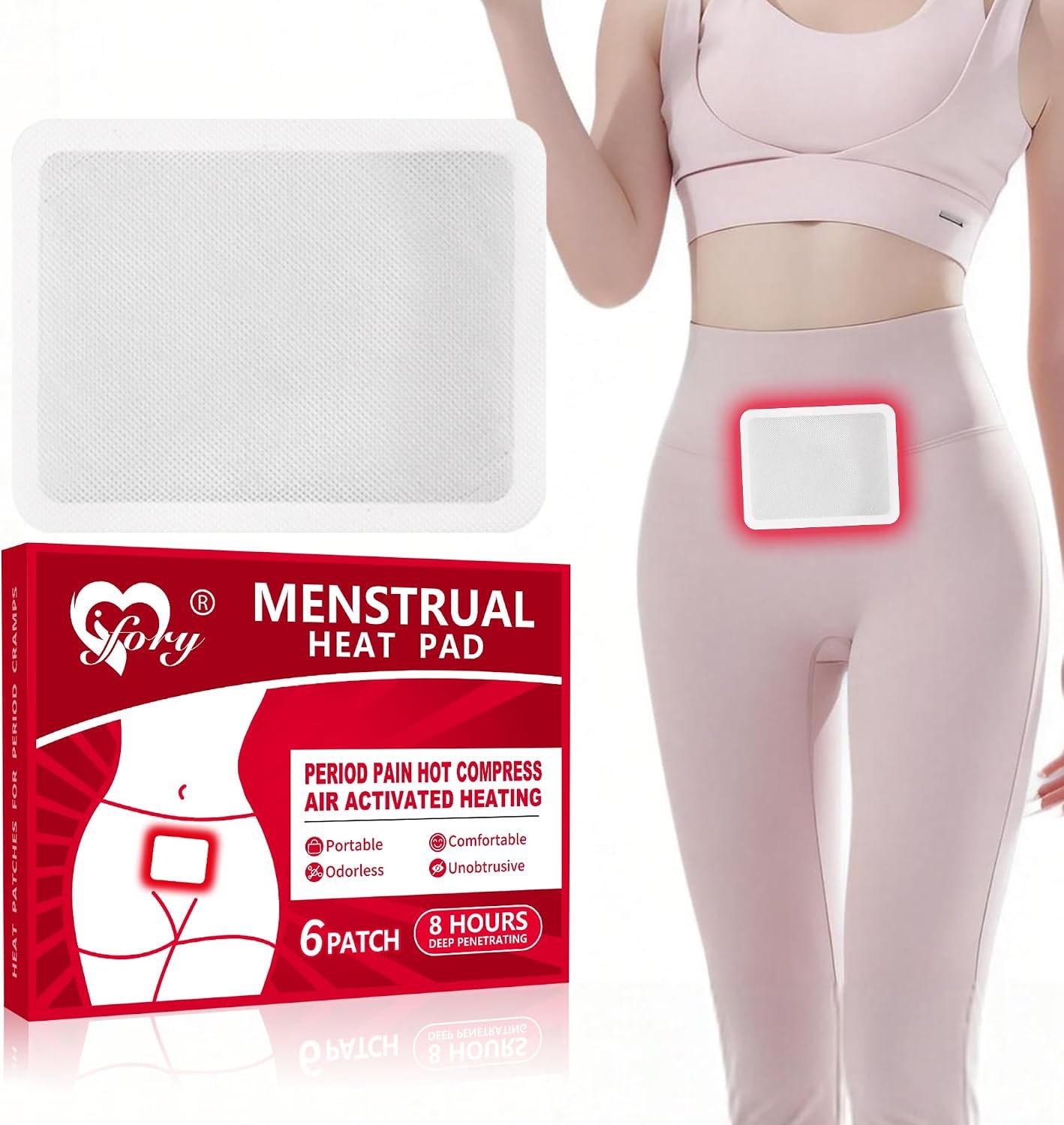 Heating Patches for Period Cramps, Menstrual Heat Therapy Patches | Boxed Adhesive Heat Patches- 6 Pack Hot Compress Warm Wrap, mother’s gifts