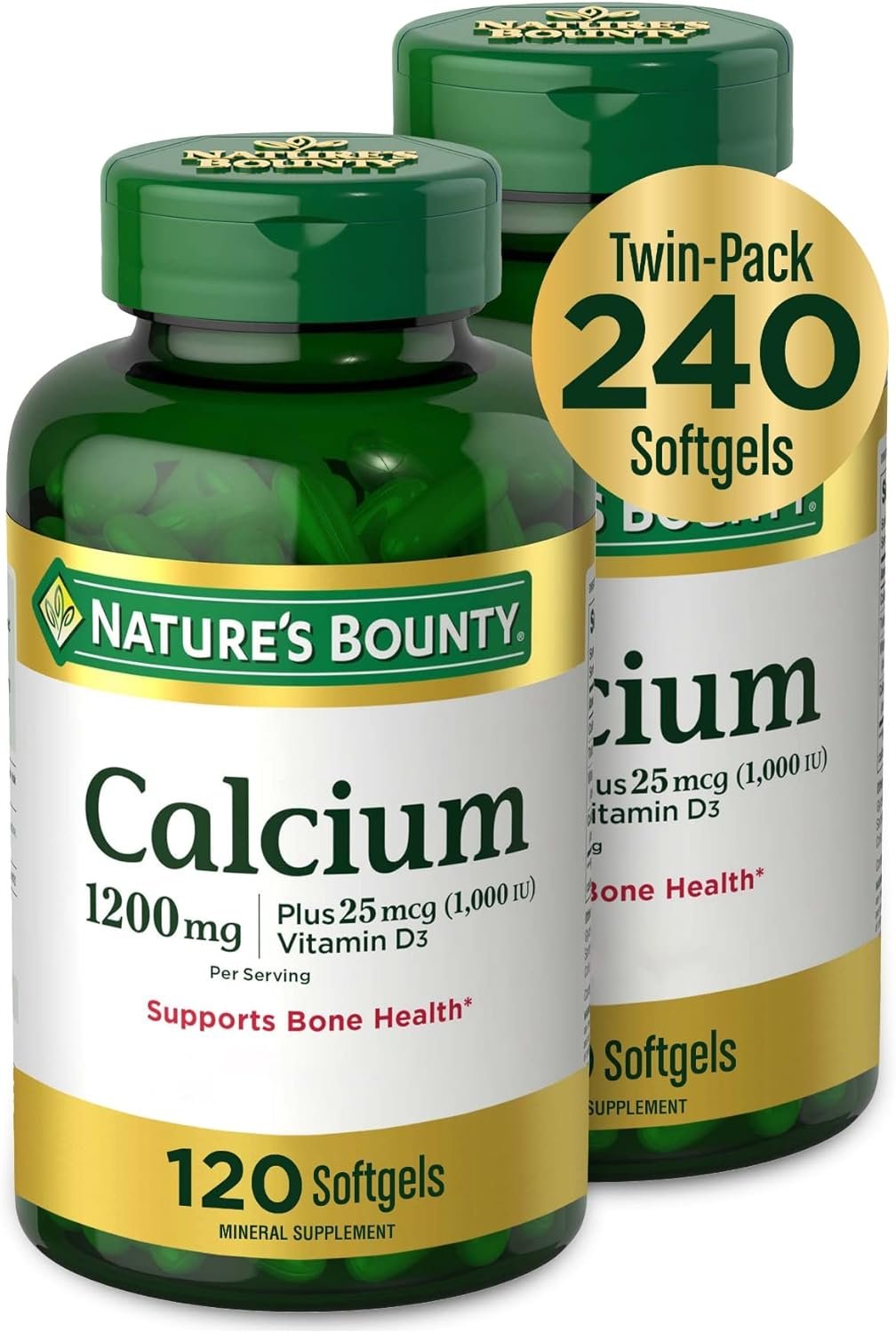 Nature’s Bounty Calcium 1200 mg with 1000 IU Vitamin D3, 2 Per Day, 120 Ct