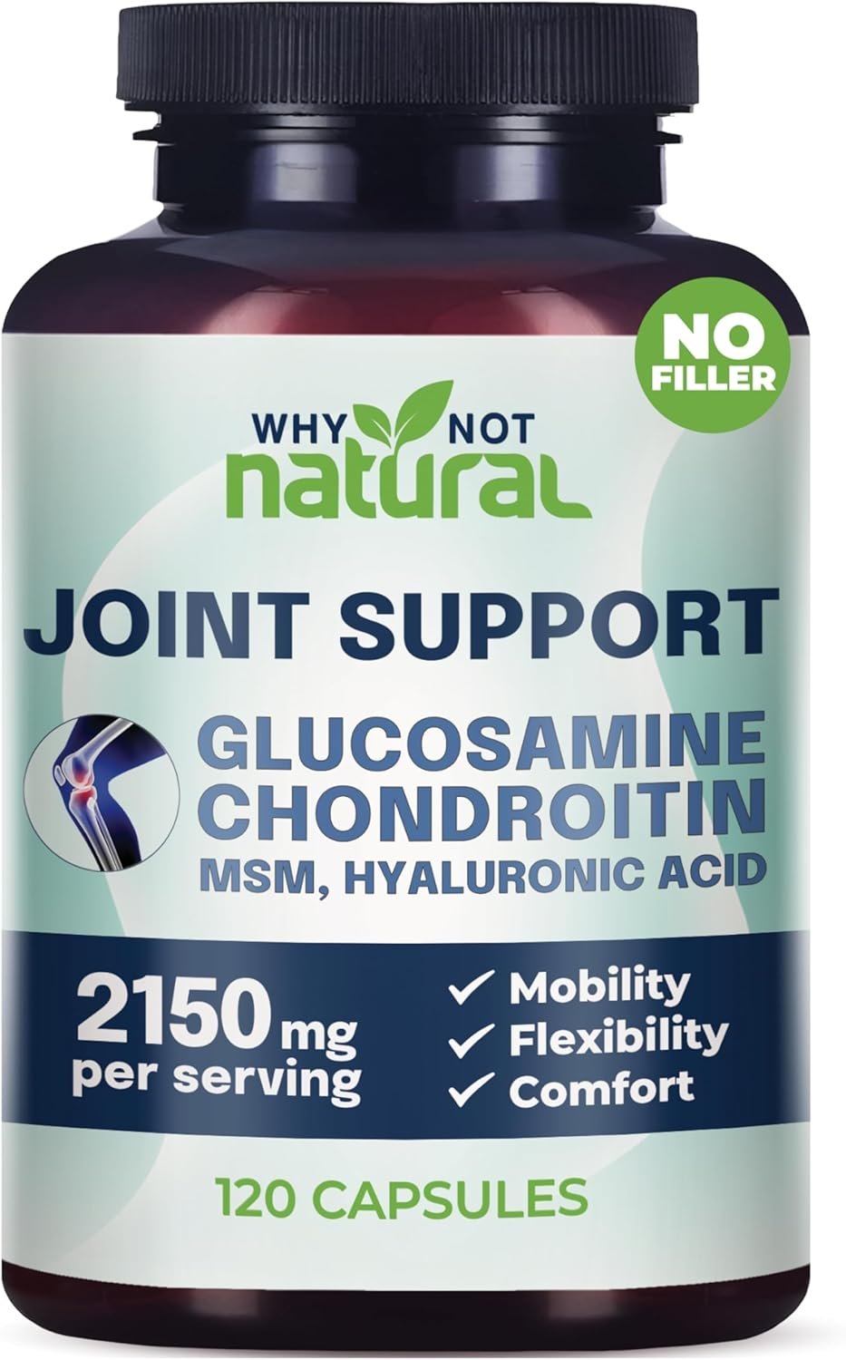 Why Not Natural Glucosamine Chondroitin, MSM, Joint Support Supplements – Knee Pain Joints Health Suppplement