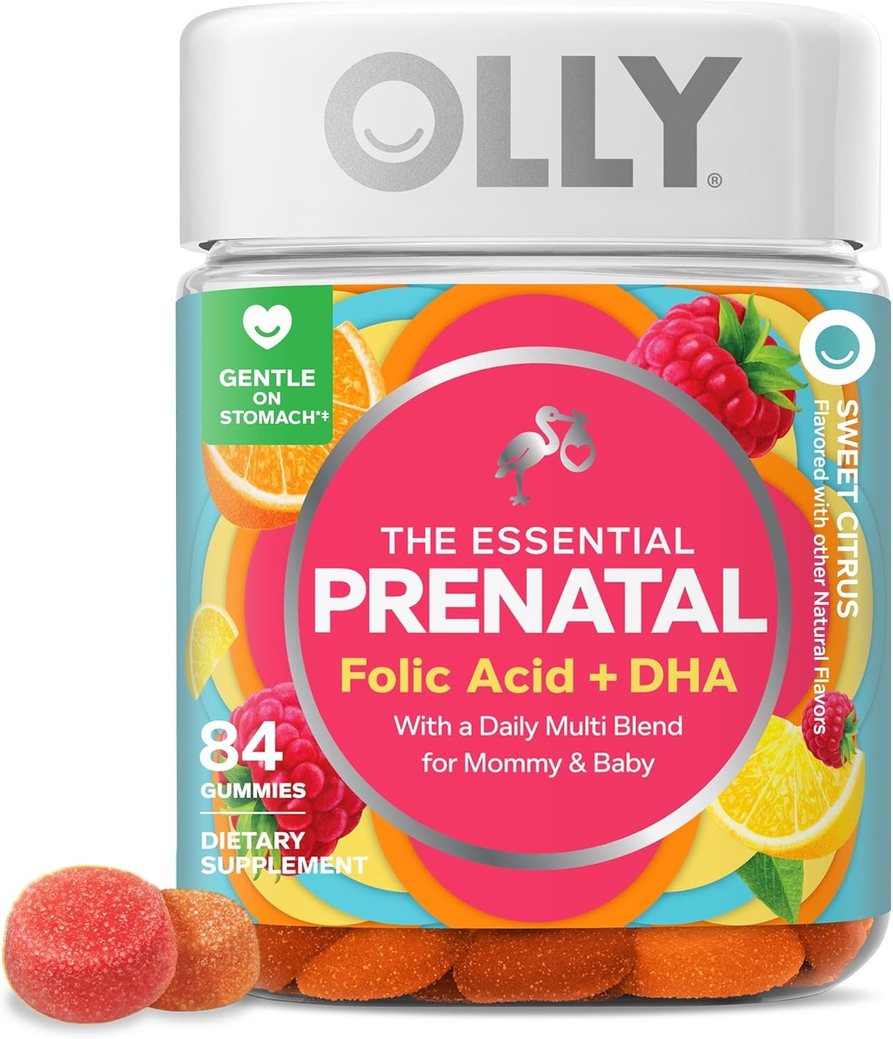 OLLY Prenatal Multivitamin Gummy, Daily Blend for Mommy & Baby – 84 Count
