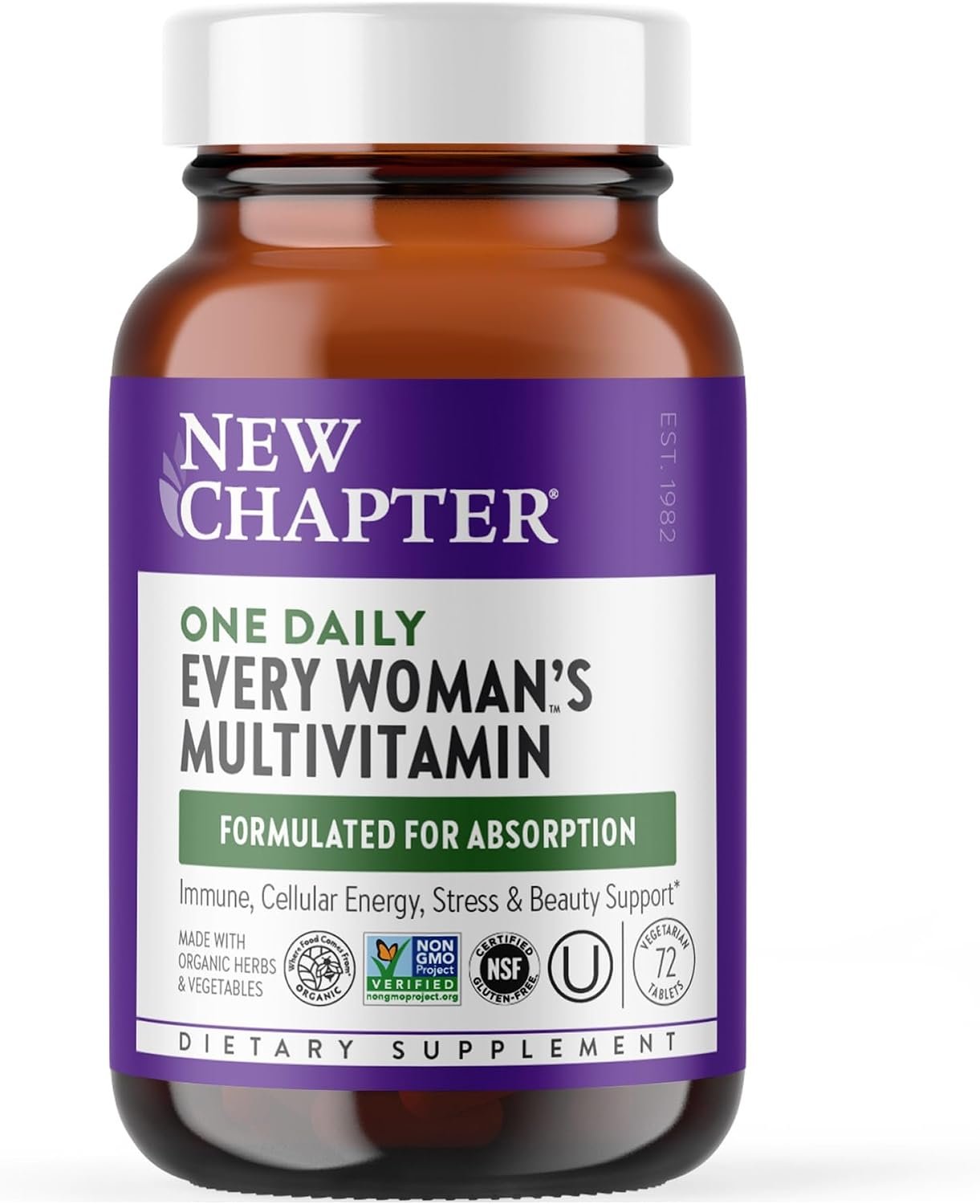 New Chapter Every Woman’s One Daily Multivitamin – Bone, Energy & Immune Support* – Whole-Food Fermented Nutrients – No Added Sugar – Vegetarian & Gluten-Free – 72 Tablets