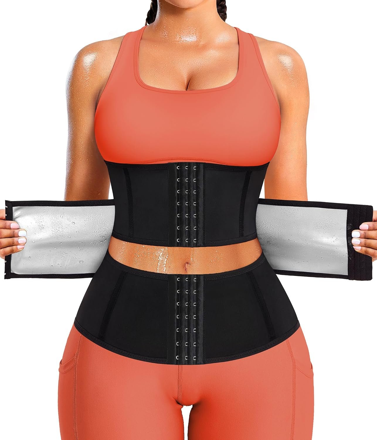 LEINIDINA Waist Trainer for Women Corset Shapewear Segmented Sweat Waist Trimmer for Women Workout Belt