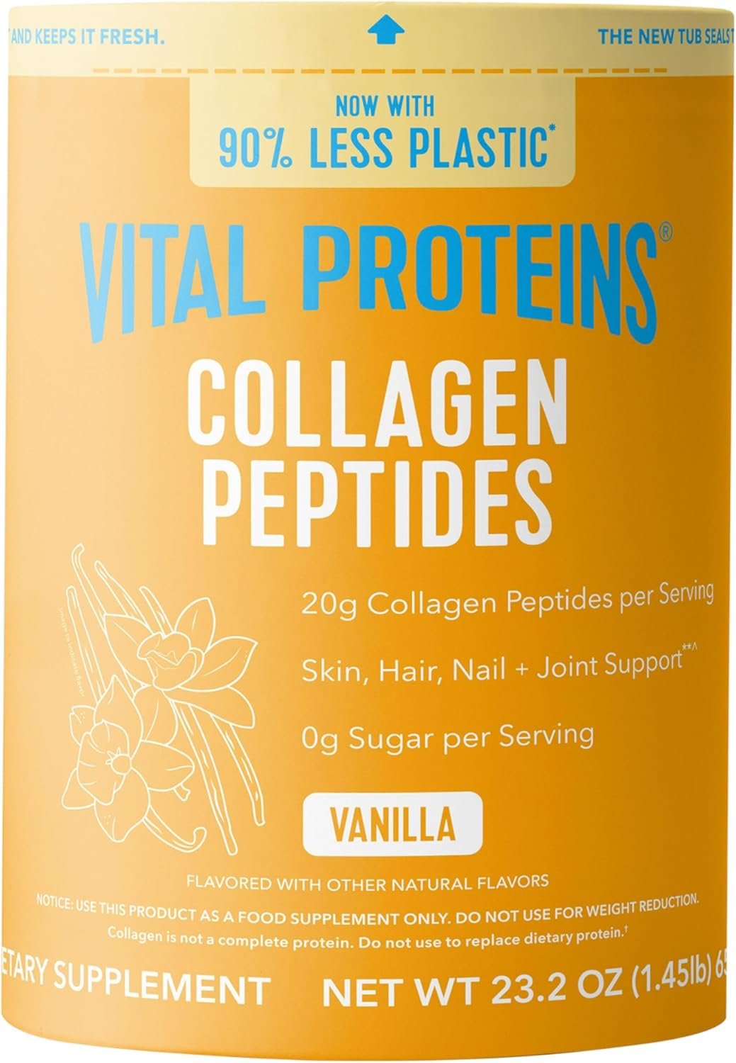 Vital Proteins Collagen Peptides Powder, Vanilla, 23.2oz | Grass-Fed Collagen Peptides, Supports Hair Skin & Nails, Bones & Joints, Vanilla Flavor, 28 Servings