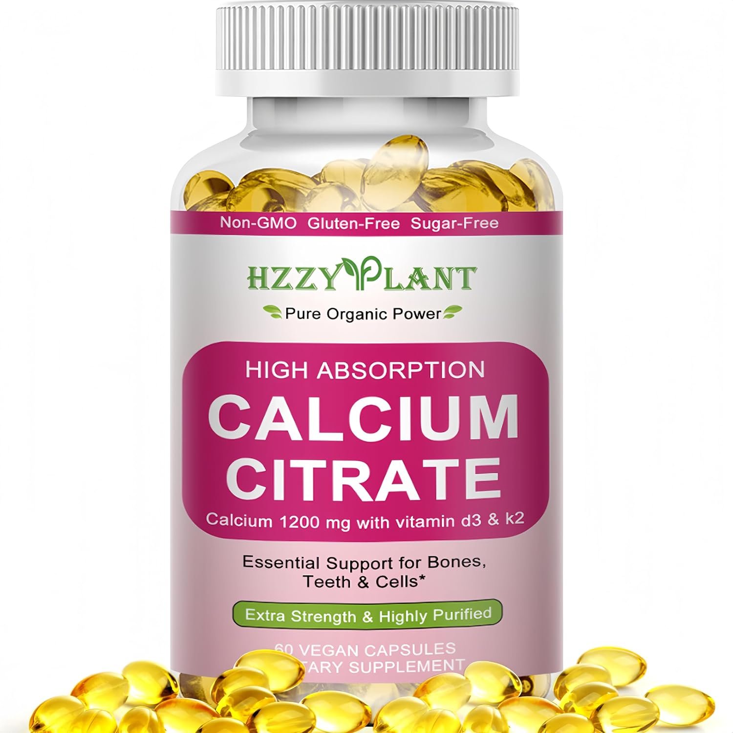 Calcium Supplements for Women Softgels, High Absorption Calcium Citrate Supplement Essential Mineral Calcium 1200 mg with Vitamin D3 Magnesium for Bone Health Support, Non-GMO, 2 Month Supply