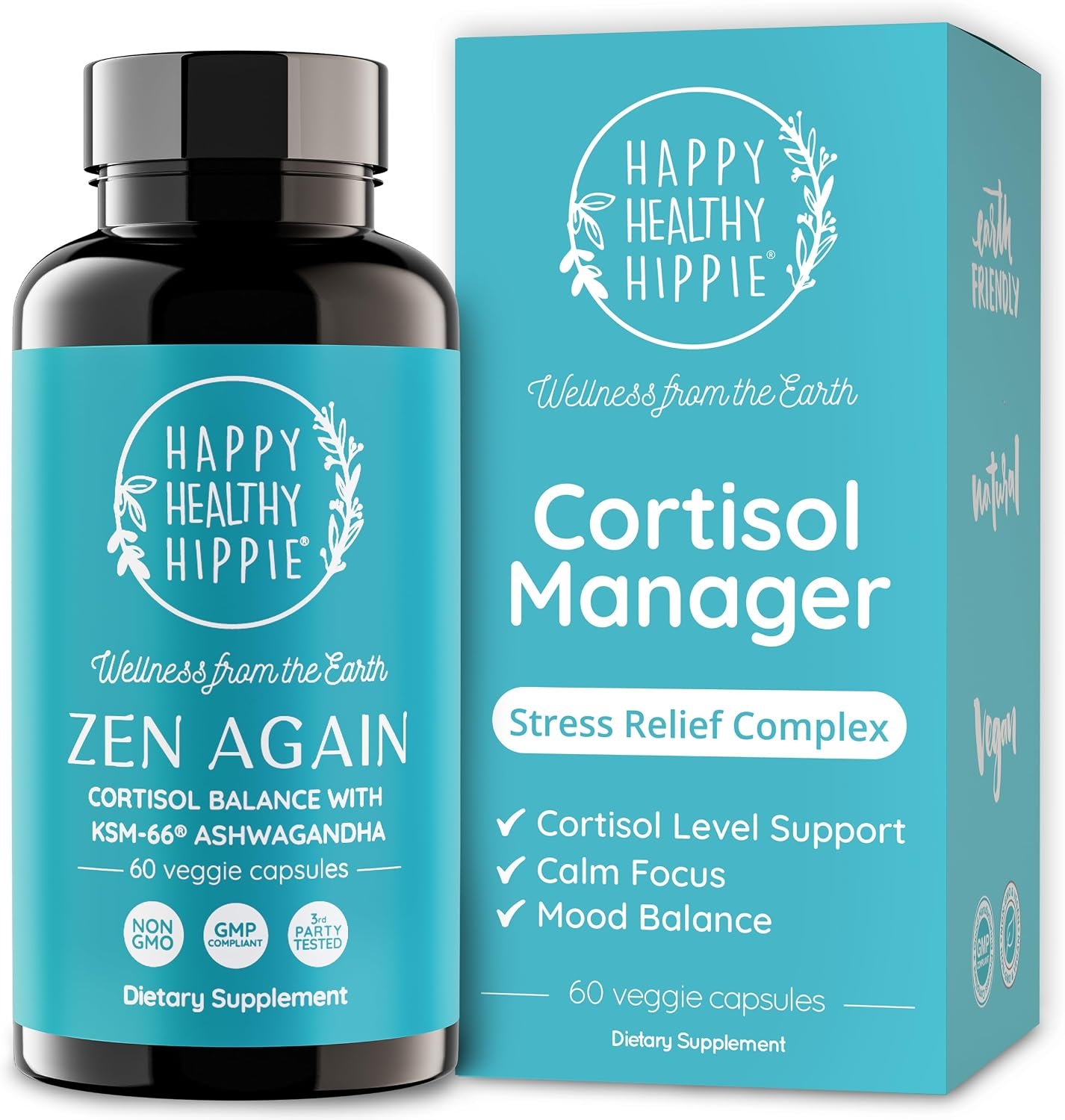 Zen Again Cortisol Supplements for Women – Stress Support Complex, 60 Ct | Cortisol Manager – KSM-66 Ashwagandha, L-Theanine & Magnesium Glycinate – Mood, Calm & Sleep Support – Adaptogen Blend, Vegan