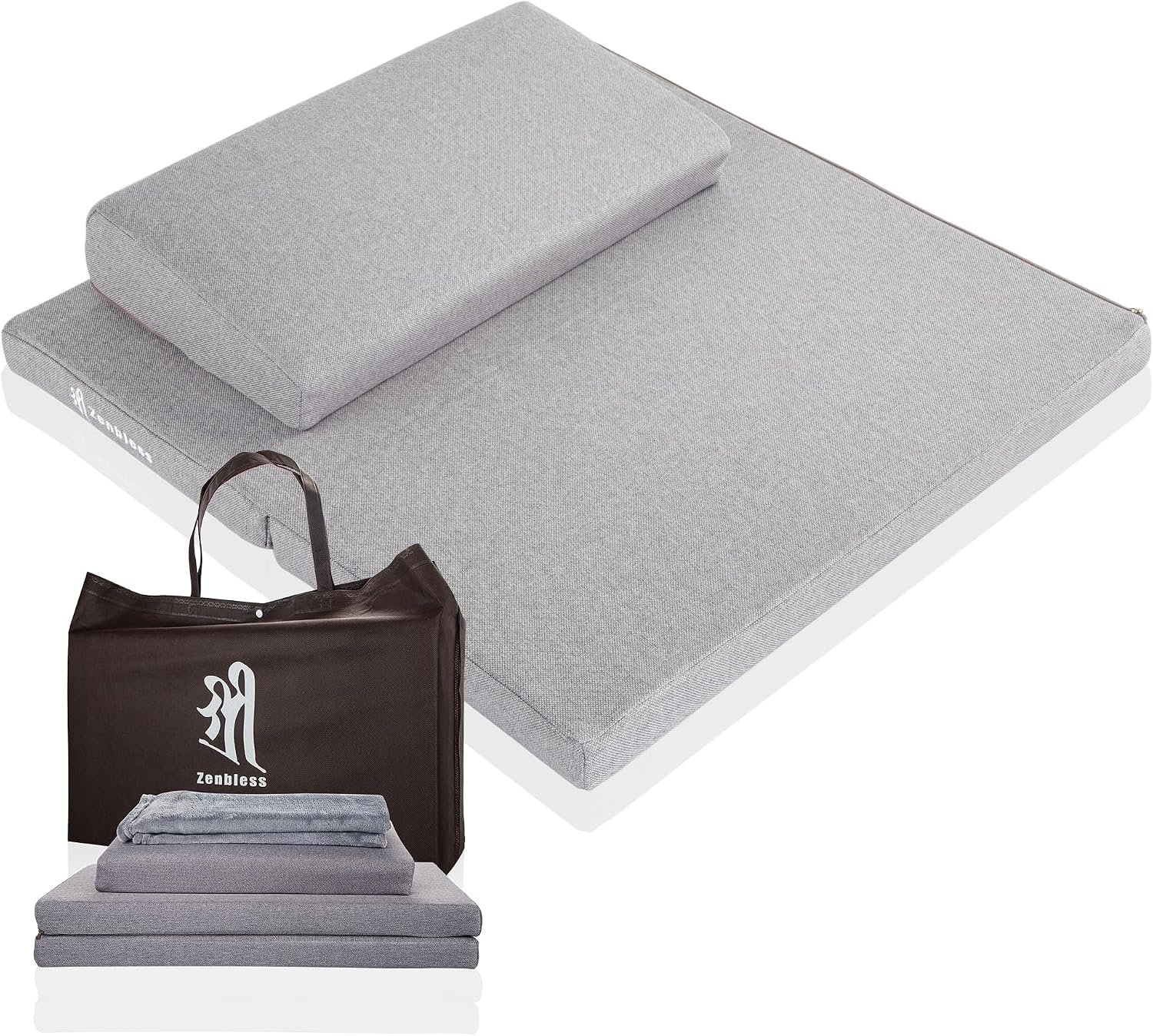 ZenBless Zafu and Zabuton Meditation Cushion Set,Yoga Meditation Floor Pillow,Large Square Meditation Mat and Pillow Set for Sitting on Floor(23.6″)