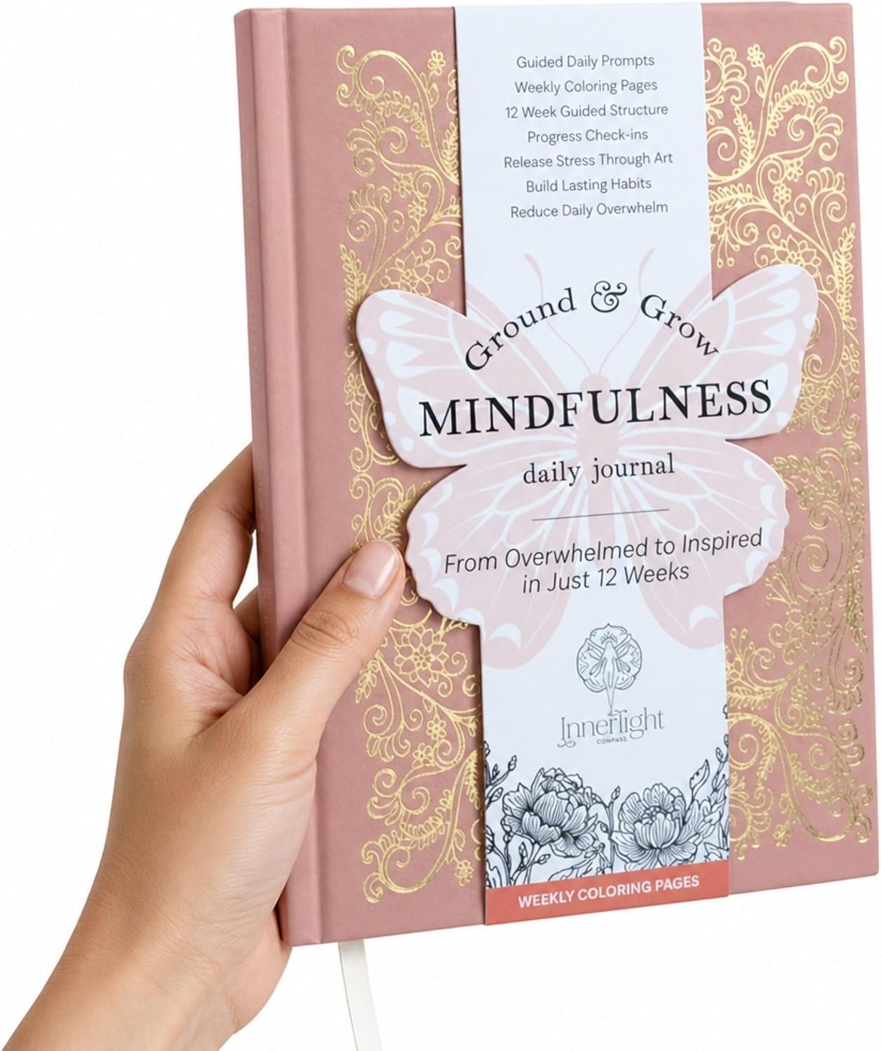 Guided Mindfulness Journal for Women | 12 Weeks of Morning & Evening Prompts, Gratitude Practice & Weekly Coloring Pages | Self-Care Gift for Stress Relief, Balance & Personal Growth