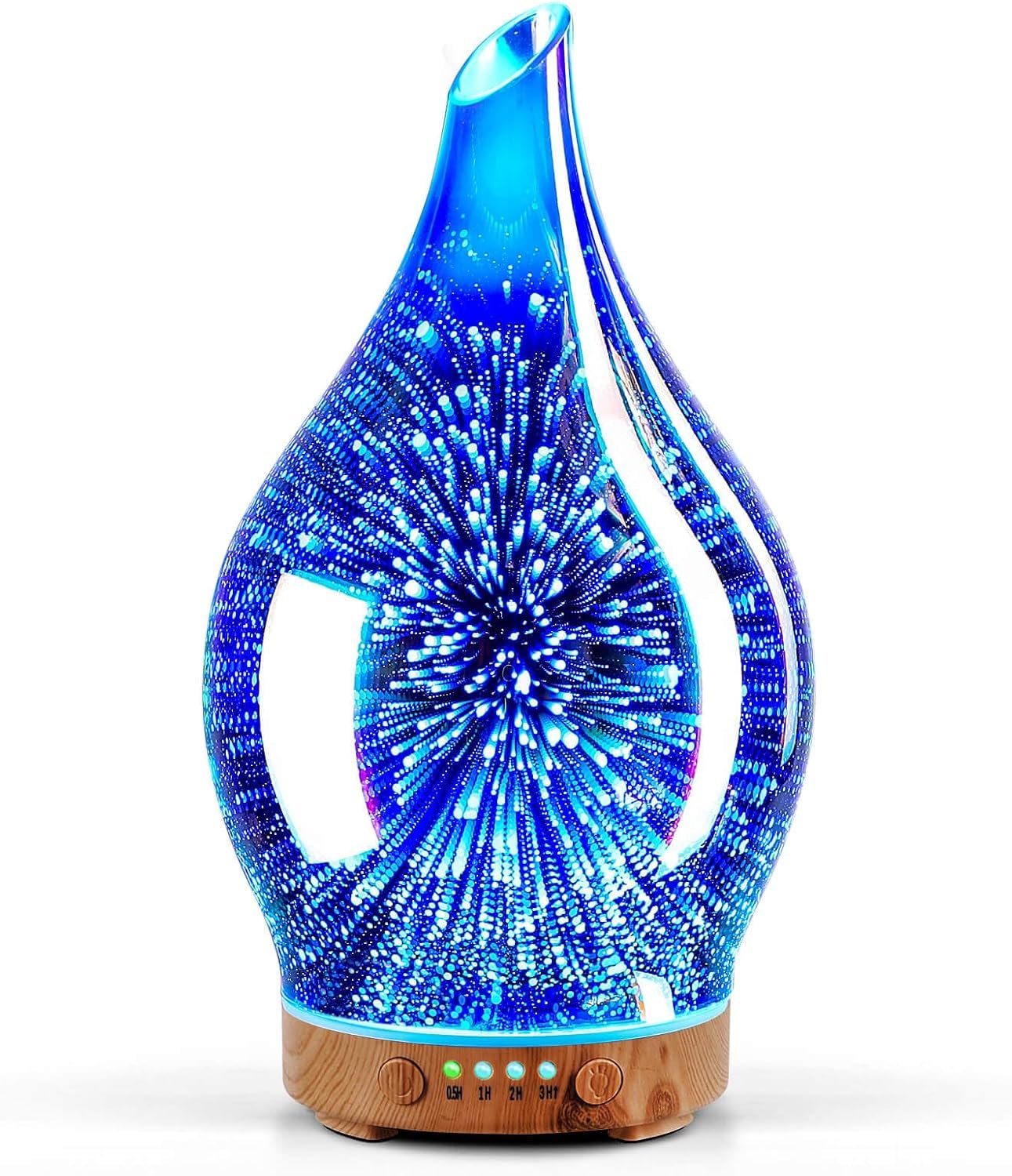 Porseme Essential Oil Diffuser 150ml Handmade Glass Diffuser 6H Runtime | Elegant Handmade Glass Aroma Diffuser with 7-color LEDs, Quiet Aromatherapy and Safe Auto Shut-off, Perfect for Gifts