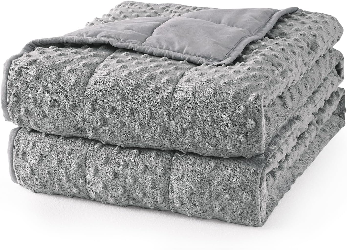 Mr. Sandman Weighted Blanket for Adults, Queen Size 15 lbs, 60 x 80 Inches | Cooling Soft Minky for Hot Sleepers; Machine Washable; Filled with Glass Beads; Heavy Bed Throw for Sleep; Grey