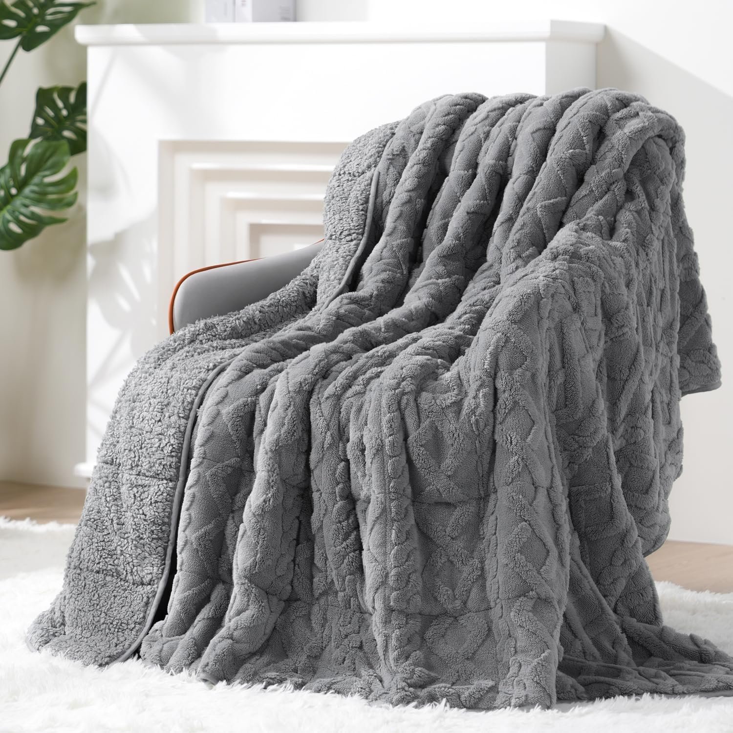 Ultra Soft Sherpa Weighted Blanket for Adults, 60″x80″ 15lbs Heavy Blankets | Cozy Comfort for Relaxing Nights, Double-Sided Fluffy Sherpa & Fleece, Double Inner Layers-No Bead Bunching, Even Weight