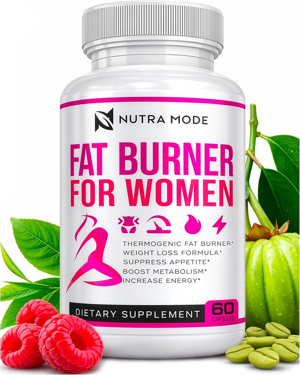 Thermogenic Fat Burner Weight Loss Diet Pills for Women – GLP-1 Support with Raspberry Ketones, Green Tea Extract, Green Coffee & Garcinia – Appetite Suppressant & Metabolism Booster 1 month 60 caps