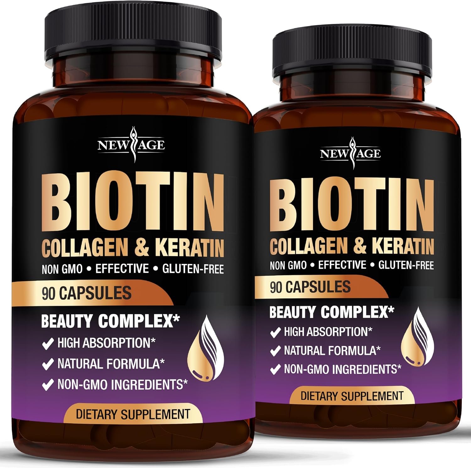 NEW AGE Biotin Collagen Keratin Hyaluronic Acid – Hair Growth Vitamins for Men and Women, Nails, Hair, Skin Vitamins and DHT Blocker with Vitamin E Folic Acid Pumpkin Seed MSM- 180 Count
