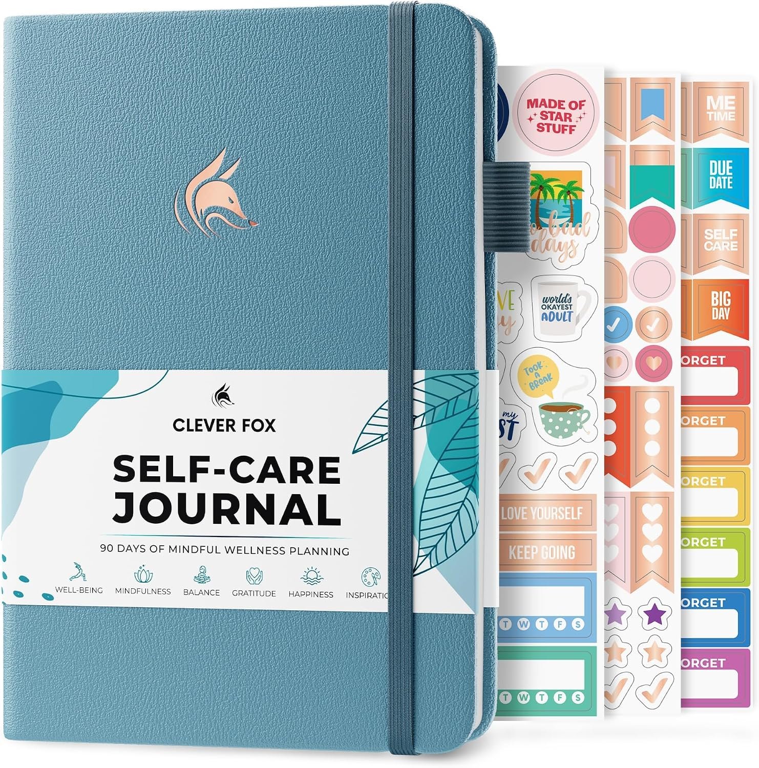 Clever Fox Self-Care Journal for Women, Daily Planner 5.8×8.3 Aquamarine | 3-month mental health journal, habit tracker, wellness journaling supplies for women & teen girls, gratitude & mood log
